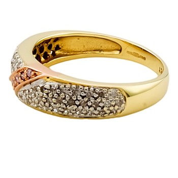 9ct gold 2-tone Diamond Multi-stone Ring size K